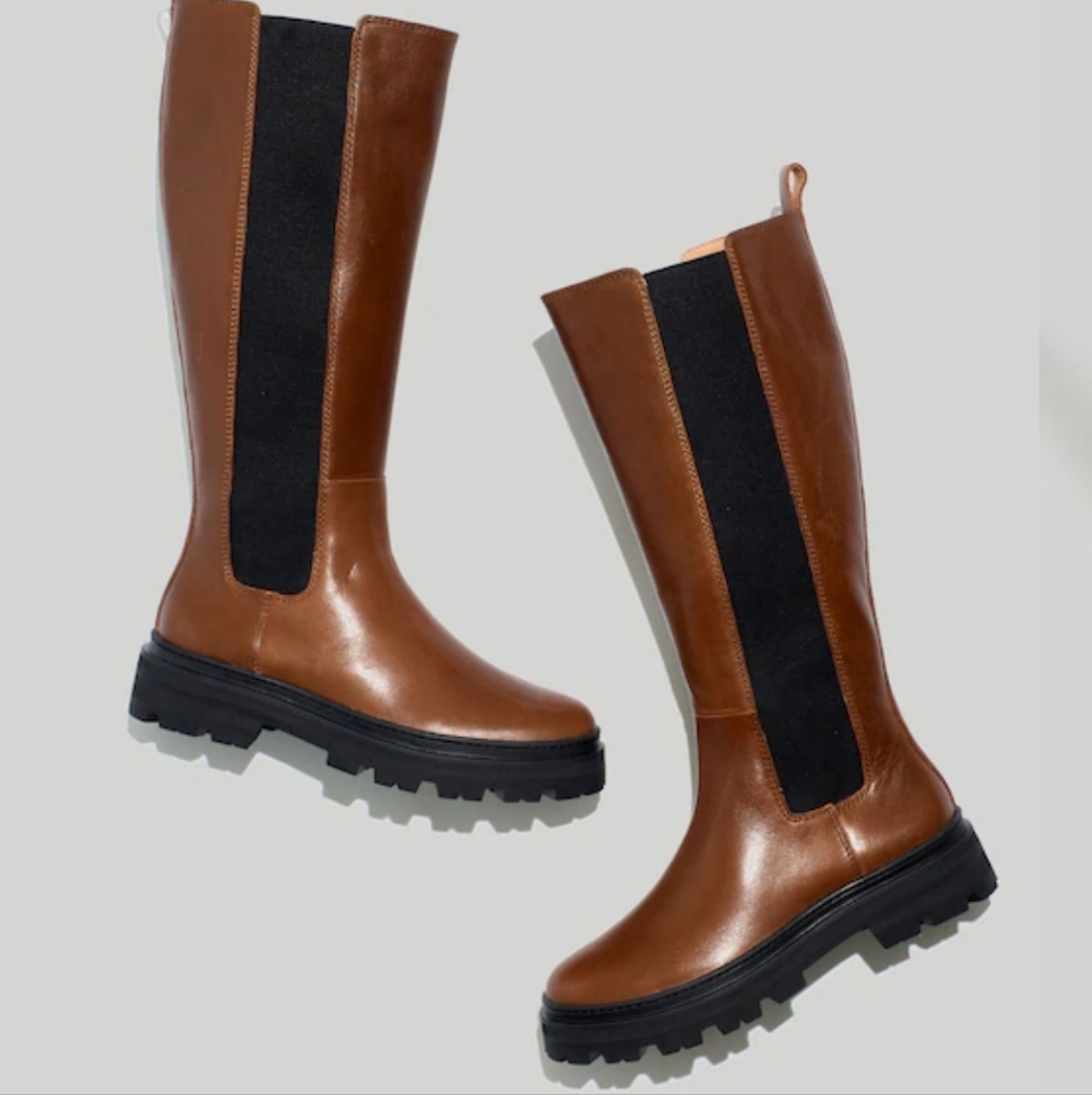 Madewell Poppy Tall Lugsole Leather Riding Boots 7
